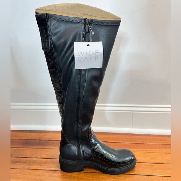 Franco Sarto Black Keaton Wide Calf High Shaft Boot 9 - Picture 7 of 12